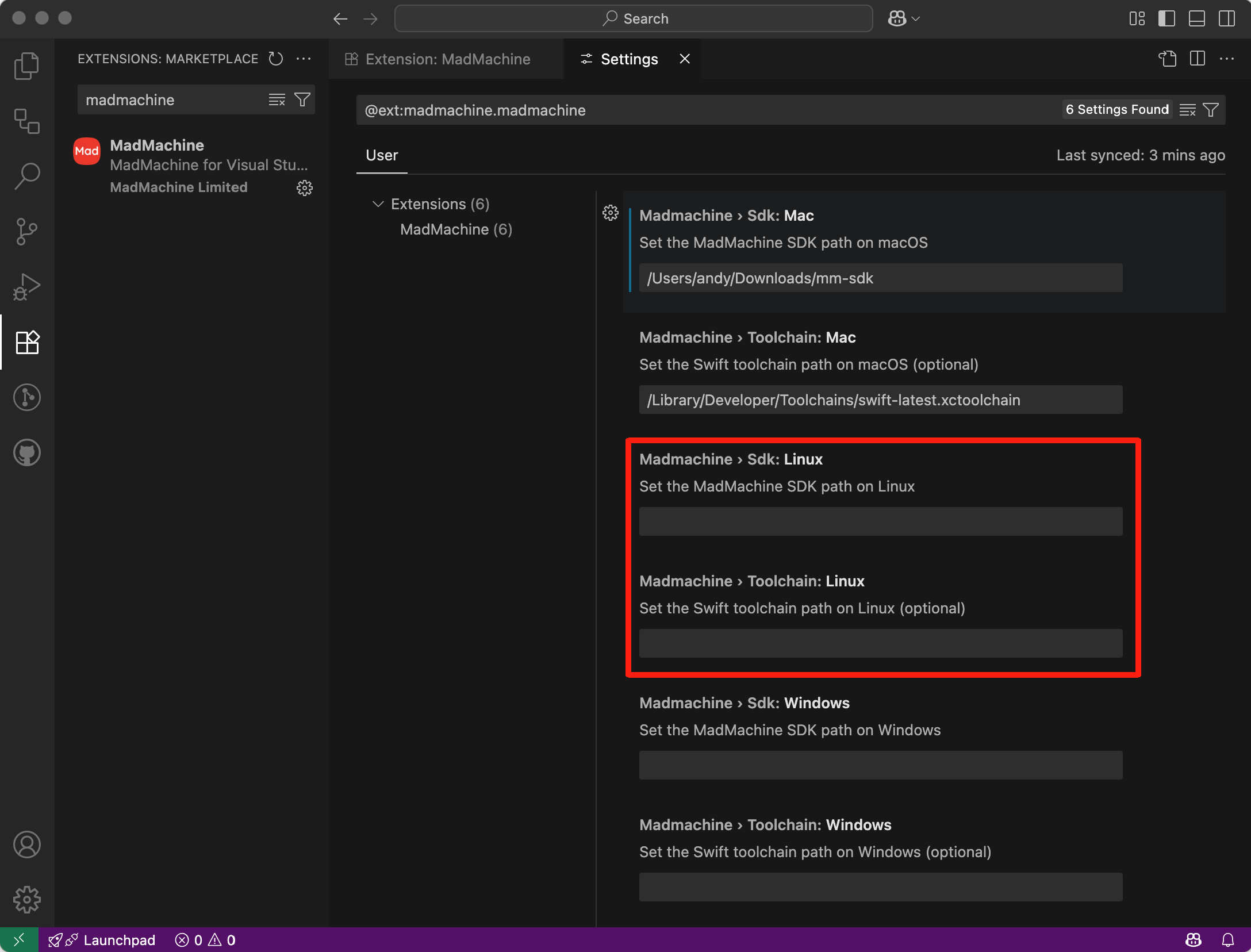 Indicate the path of sdk/toolchain on Linux.
